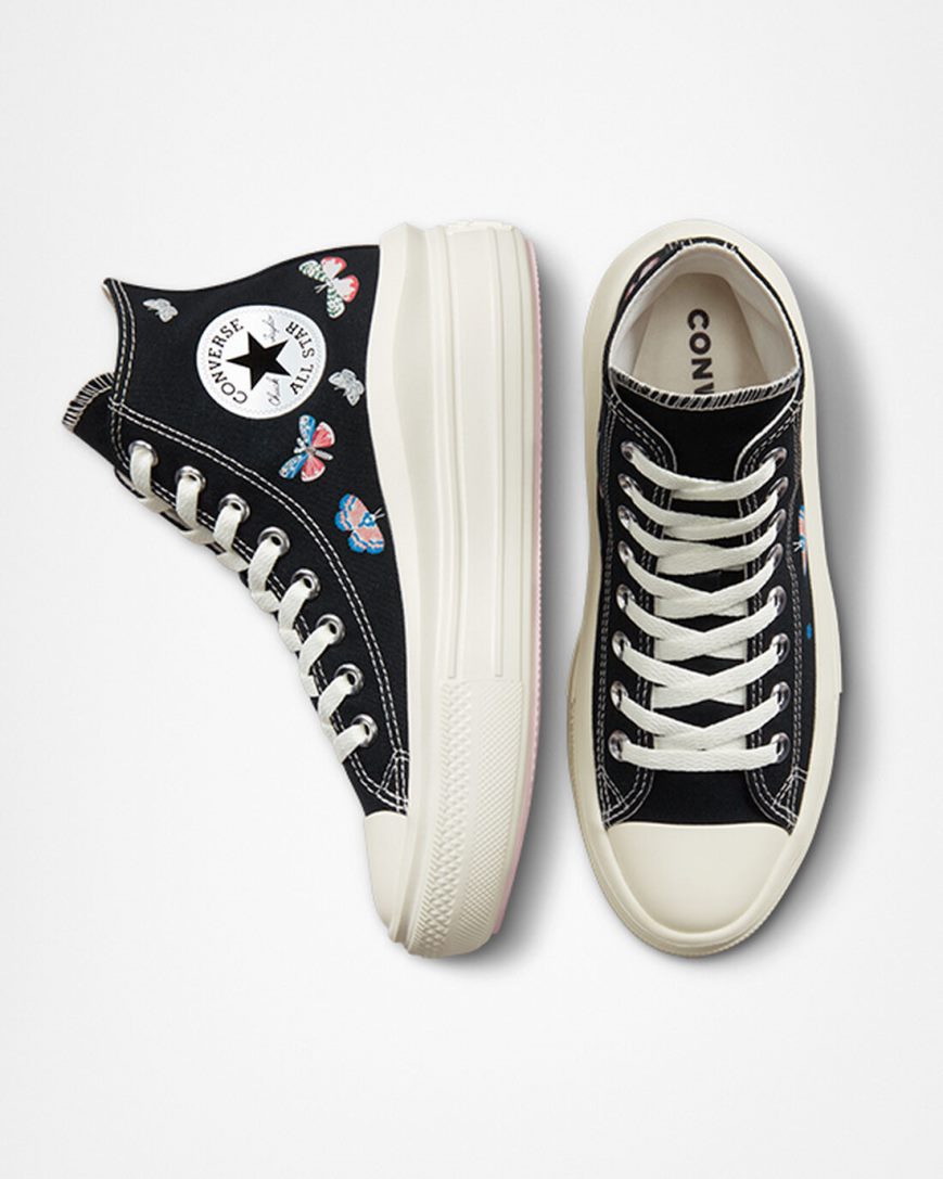 Topanky Na Platforme Converse Chuck Taylor All Star Move Butterfly Wings Vysoke Damske Čierne Ruzove | SK WXKYJ9